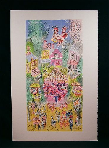 Original Lithograph by Cobelle,"Village Concert"