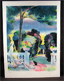 Original Lithograph by Paul Guiramand, Jardin A Antibes