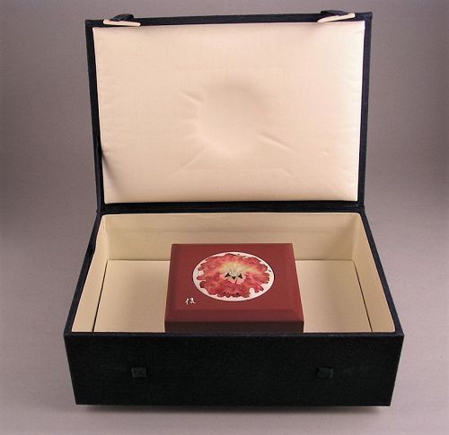 Very Fine Japanese Cloisonne Medallion w/Wooden Box by Shinya Okamoto