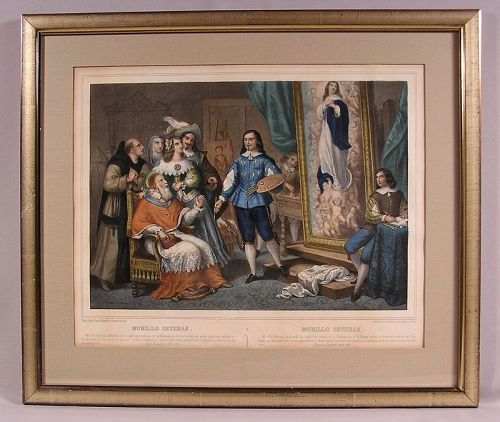 Rare Antique Lithograph by Napoleon Thomas Murillo