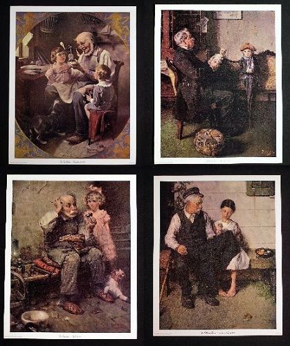 Norman Rockwell Lithograph Collection No.6, Set of 4 pcs