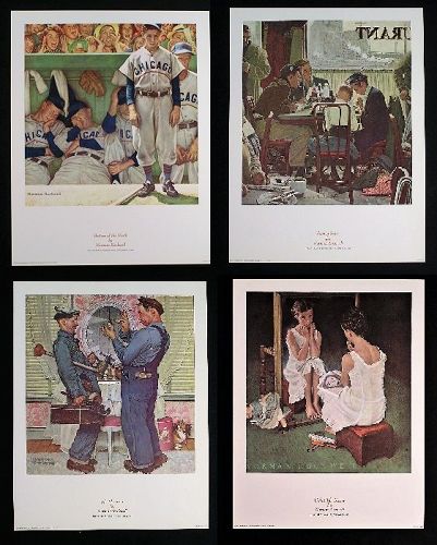 Norman Rockwell Lithograph Collection No.7, Set of 4 pcs