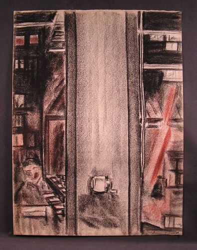 Original Drawing by Charcoal and Conte, Reflection by E. Kawanabe 1978