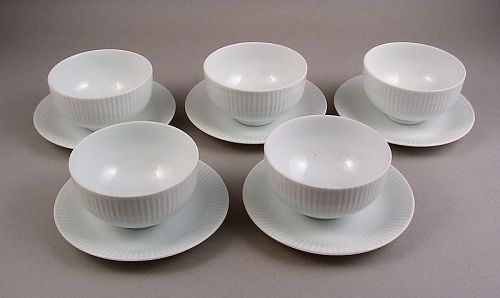 Very Fine Japanese WHITE CERAMIC Cup and Saucer Set by TOSHO