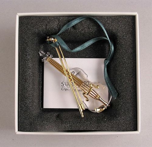 Fine Swarovski crystal memories gold plated violin ornament