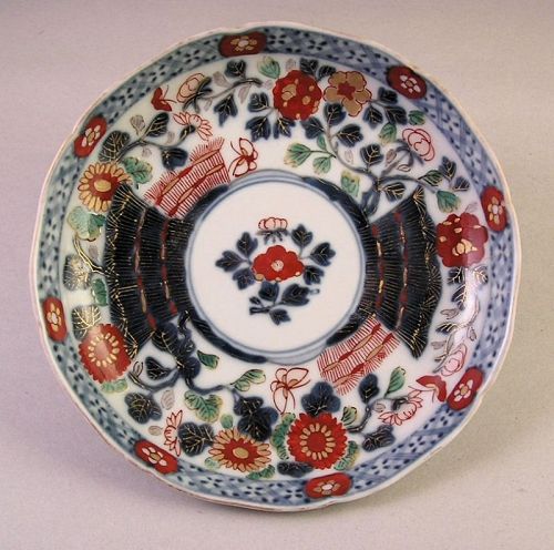 Fine Japanese Ko Imari Plate, Fence design mid 19c